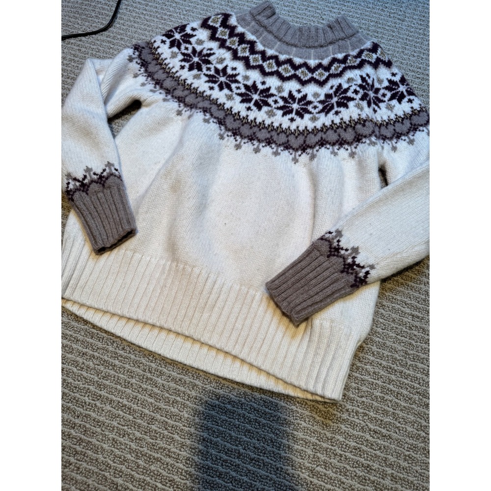 Boden Fair Isle Sweater Womens US 6 UK 10 Wool Alpaca Nordic Winter Cozy Cream - Picture 4 of 9